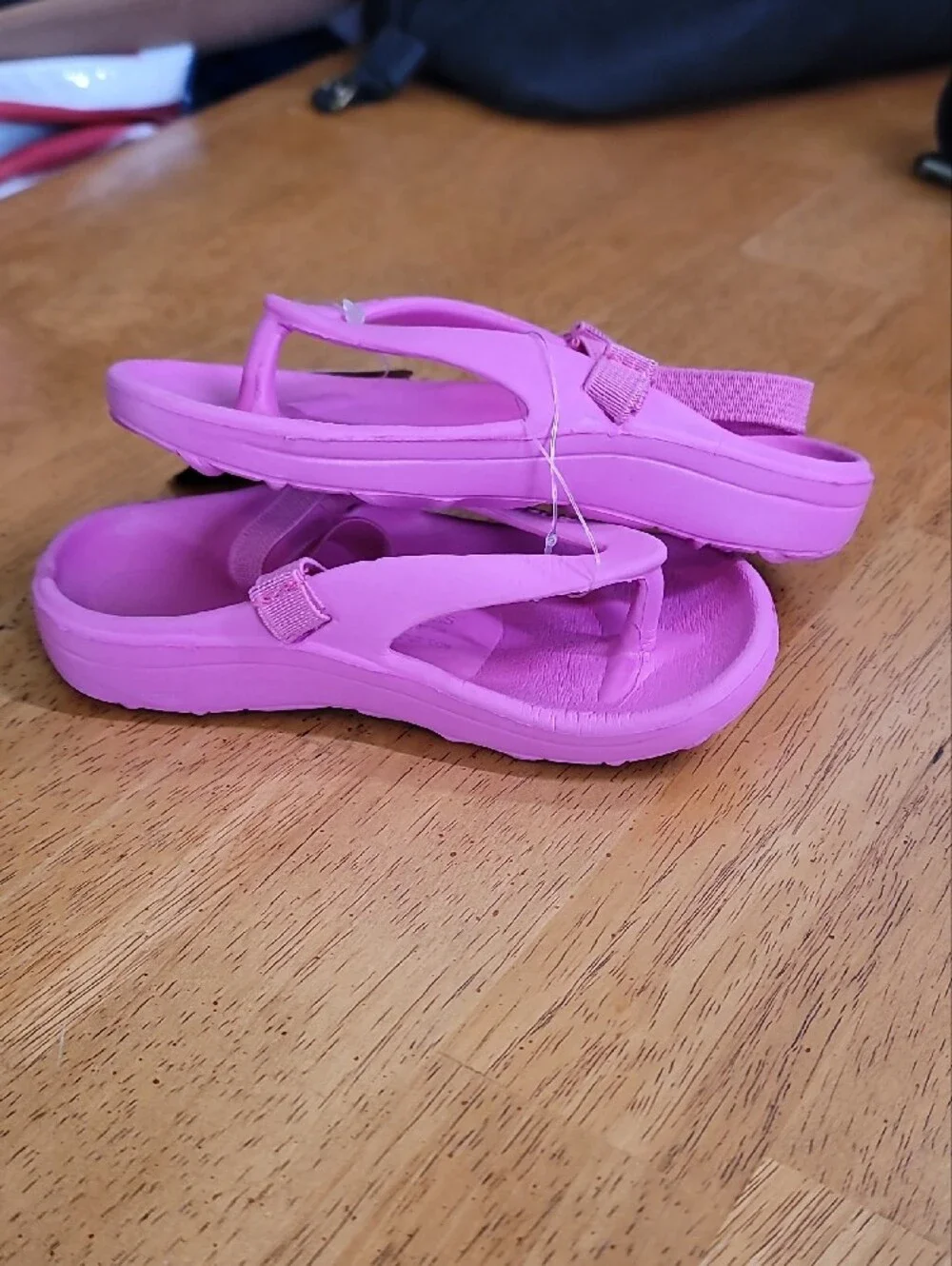 Toddler Bright Pink Foam Flip-Flop Sandals with Elastic Back Strap